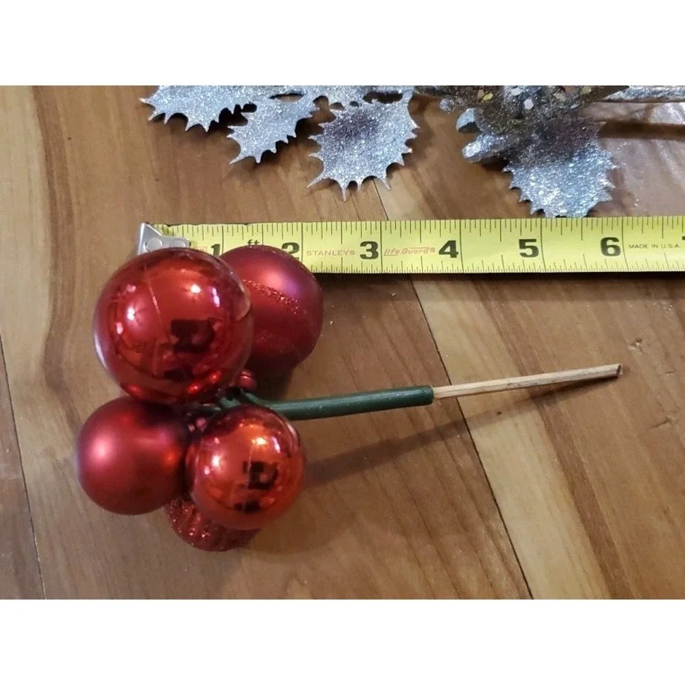 Lot Of Christmas Floral Picks Fruit Berries Pinecones Presents Lot Of 12